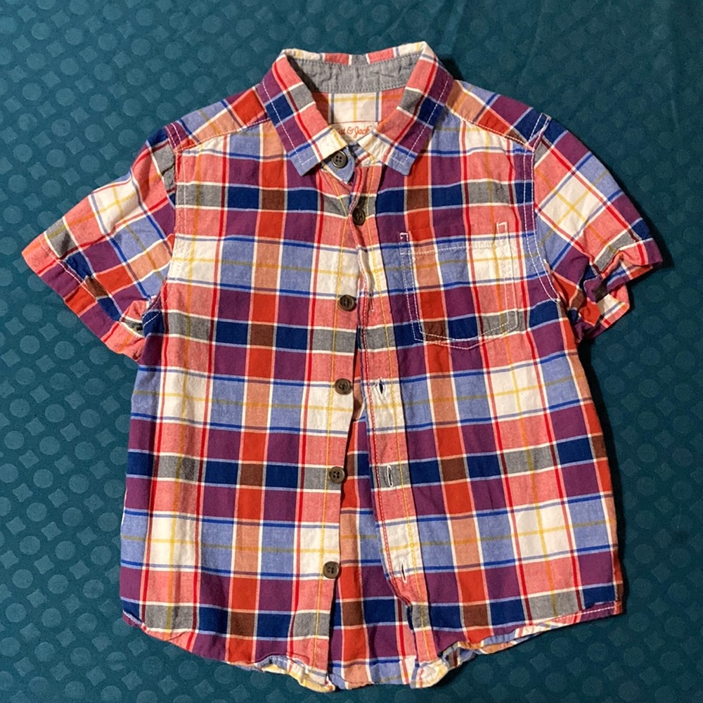 🌺 3/$12 Cat & Jack, short sleeved button up collared shirt, size XS, 4/5